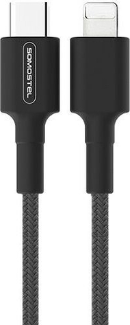 Kabllo karikues Somostel SMS-BW06, USB-C në Lightning, 1m, 3.6A, i zi