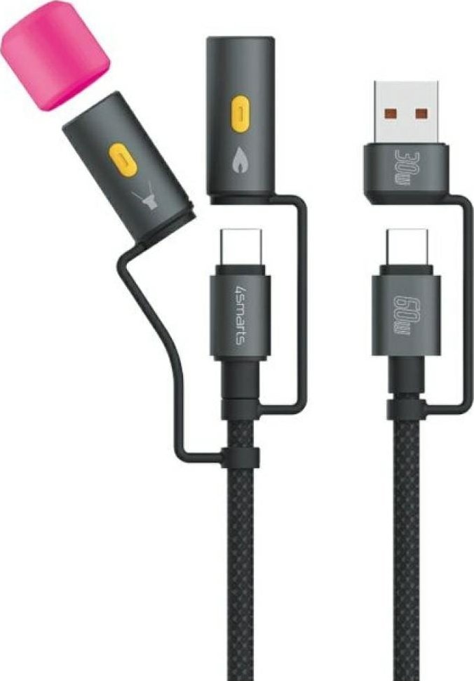 Kabllo USB C 4smarts Explorer 4in1, 1m, USB 2.0 60W, gri