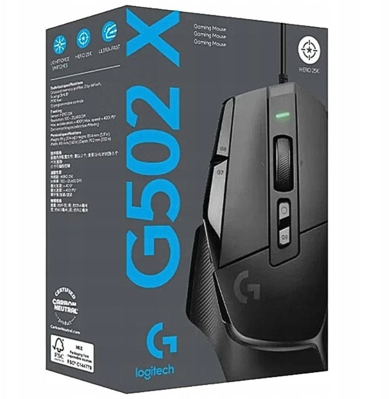 Maus gaming Logitech G G502 X, sensor i avancuar, i zi