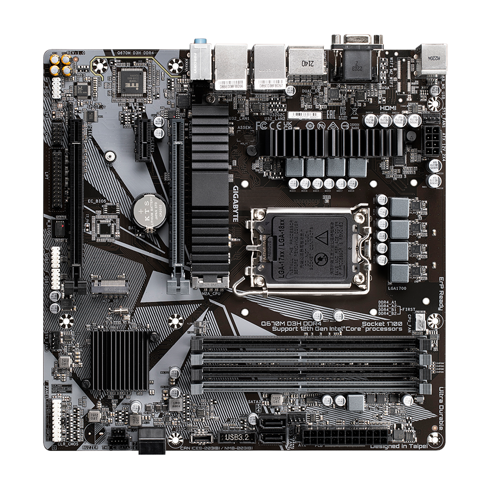 Pllakë amë GIGABYTE Q670M D3H, DDR4, LGA 1700, mATX