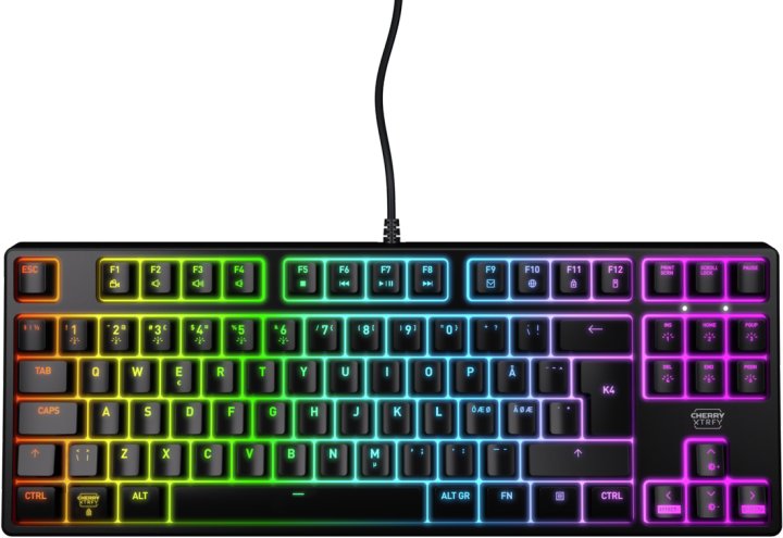 Tastierë gaming CHERRY XTRFY K4V2 RGB TKL, mekanike, USB, e zezë