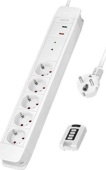 Shirit zgjatues LogiLink LPS402, 5 dalje, kabllo 1.5m, i bardhë
