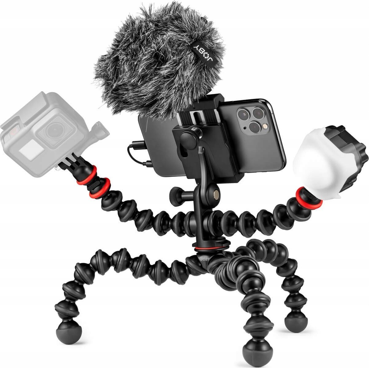 Set vlogimi për telefon JOBY GorillaPod Mobile Vlogging Kit JB01645, stativ fleksibil, dritë LED dhe mikrofon, i zi