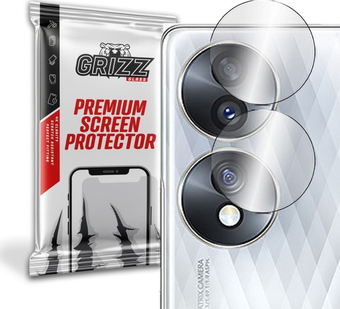 Xham mbrojtës hibrid për kamerë GrizzGlass Honor 70, 2 copë, transparent