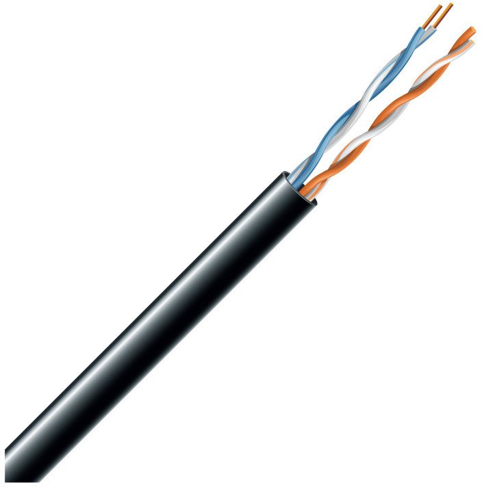 LAN мрежен кабел ECG UTP Cat 5e, 305m, за надворешна употреба, црн