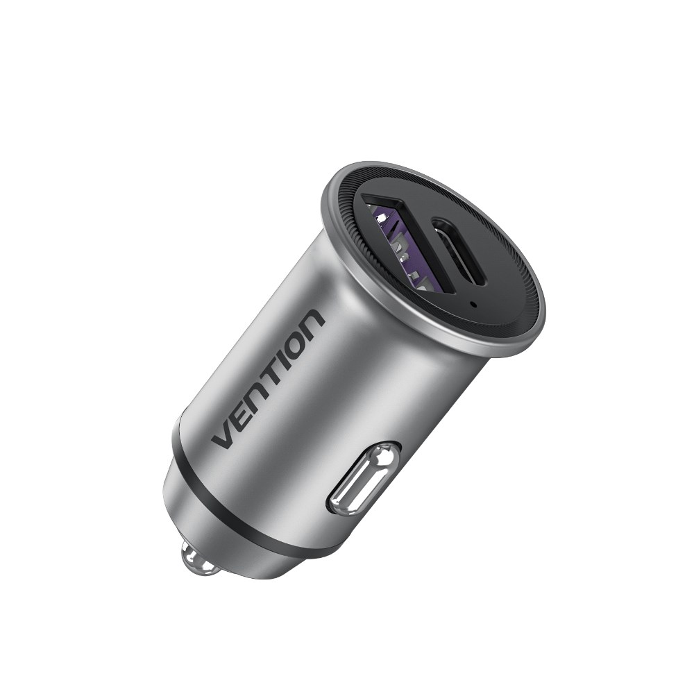 Karikues veture Vention Two Port USB A C, 60W, metal, gri