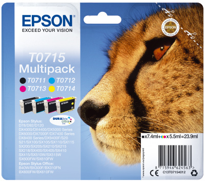 Ngjyrë Epson Multipack T0715 DURABrite, 4 ngjyra