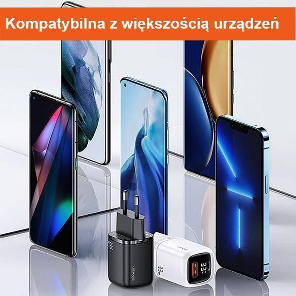 Karikues muri Usams T46 US CC152, 33W PD, 1x USB C 1x USB A, i bardhë