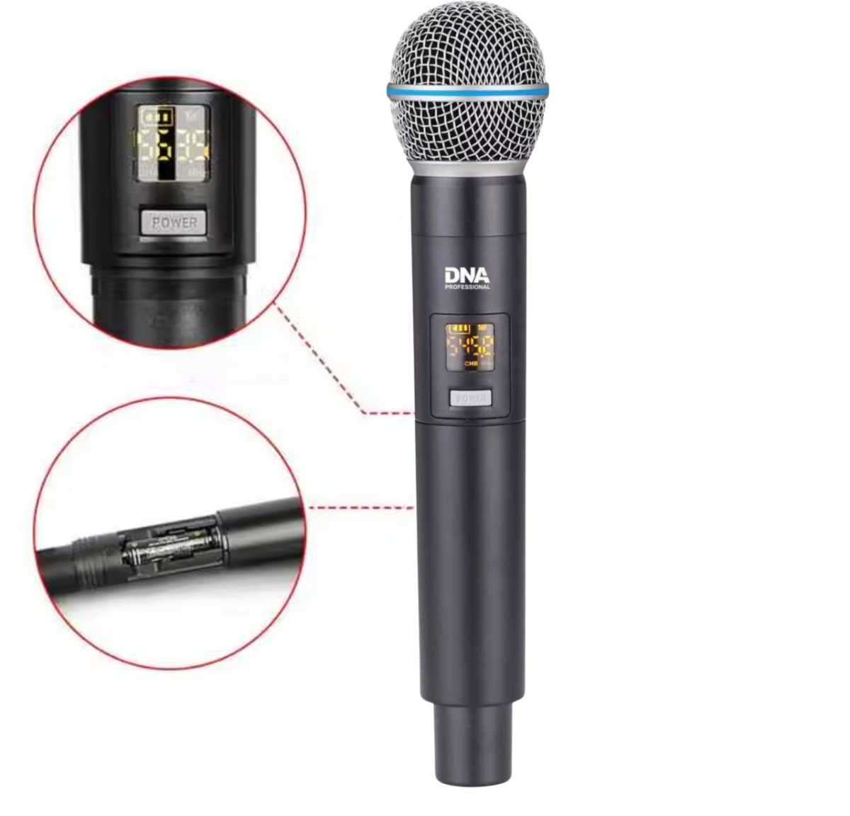 Set mikrofoni wireless DNA BAT Vocal Set, me bateri, për vokal