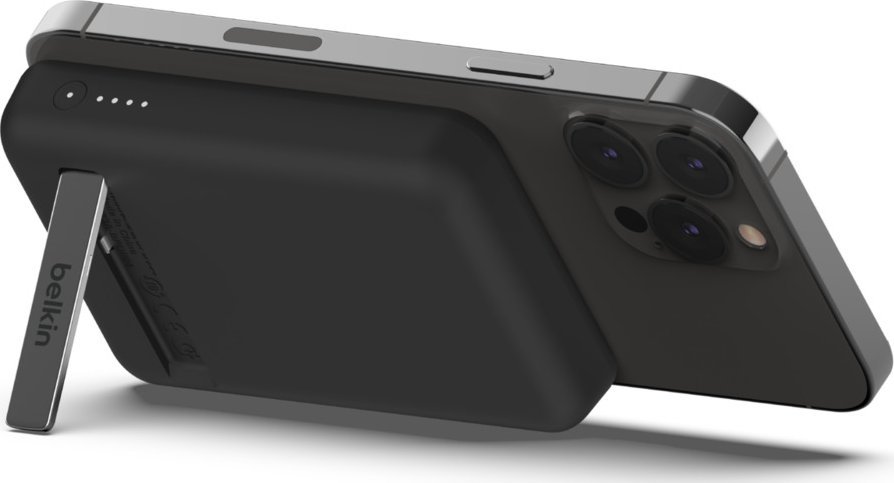 Надворешна батерија Белкин BPD004BTBK, 5000mAh, MagSafe, со држач, црна