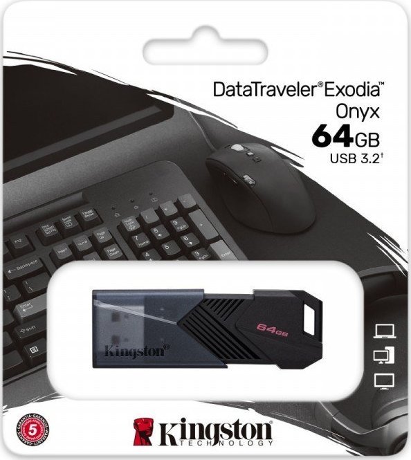 USB Kingston Data Traveler Exodia, 64 GB, e zezë