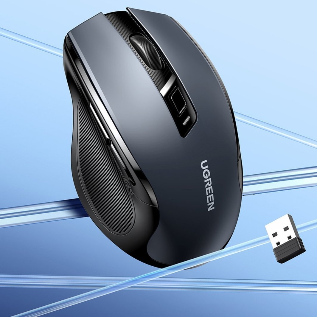 Maus pa tel UGREEN, Bluetooth dhe 2.4GHz, 4000DPI, 6 butona, i zi