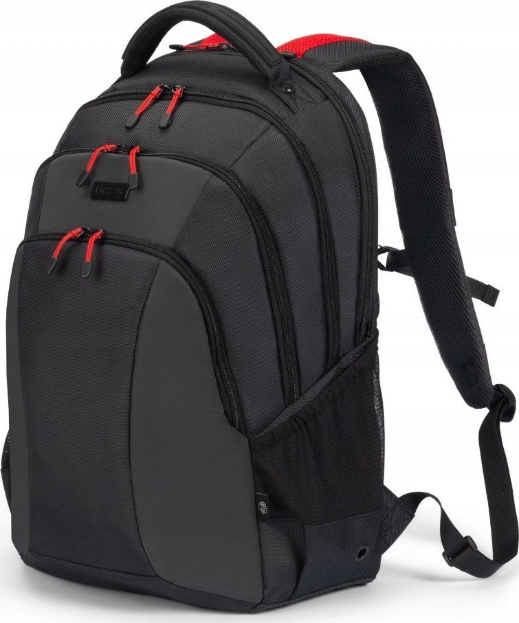 Çantë shpine DICOTA Seeker II D32119, për laptop, poliestër rPET, e zezë me të kuqe