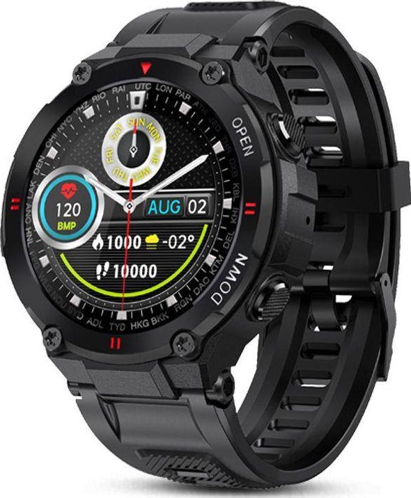 Ora inteligjente Giewont GW430 1, monitorim aktiviteti, njoftime smartphone, e zezë
