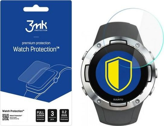 Xham mbrojtës 3MK Hybrid Glass për Suunto 5, 0.2mm, transparent