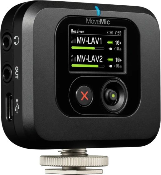 Mikrofon pa tel Shure MoveMic Two Receiver, 2 kanale, lavalier, i zi