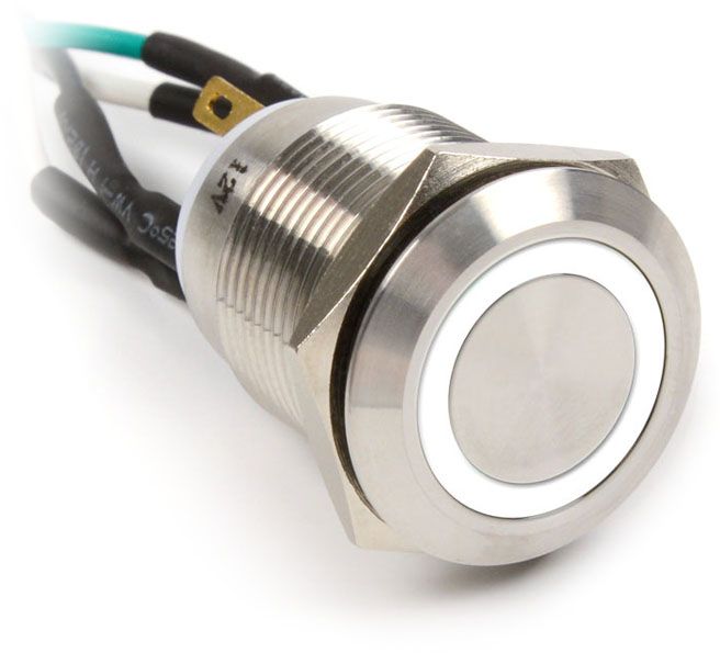 Buton fuqie Impactics LAN 22 IP67, 19mm, LED i bardhë