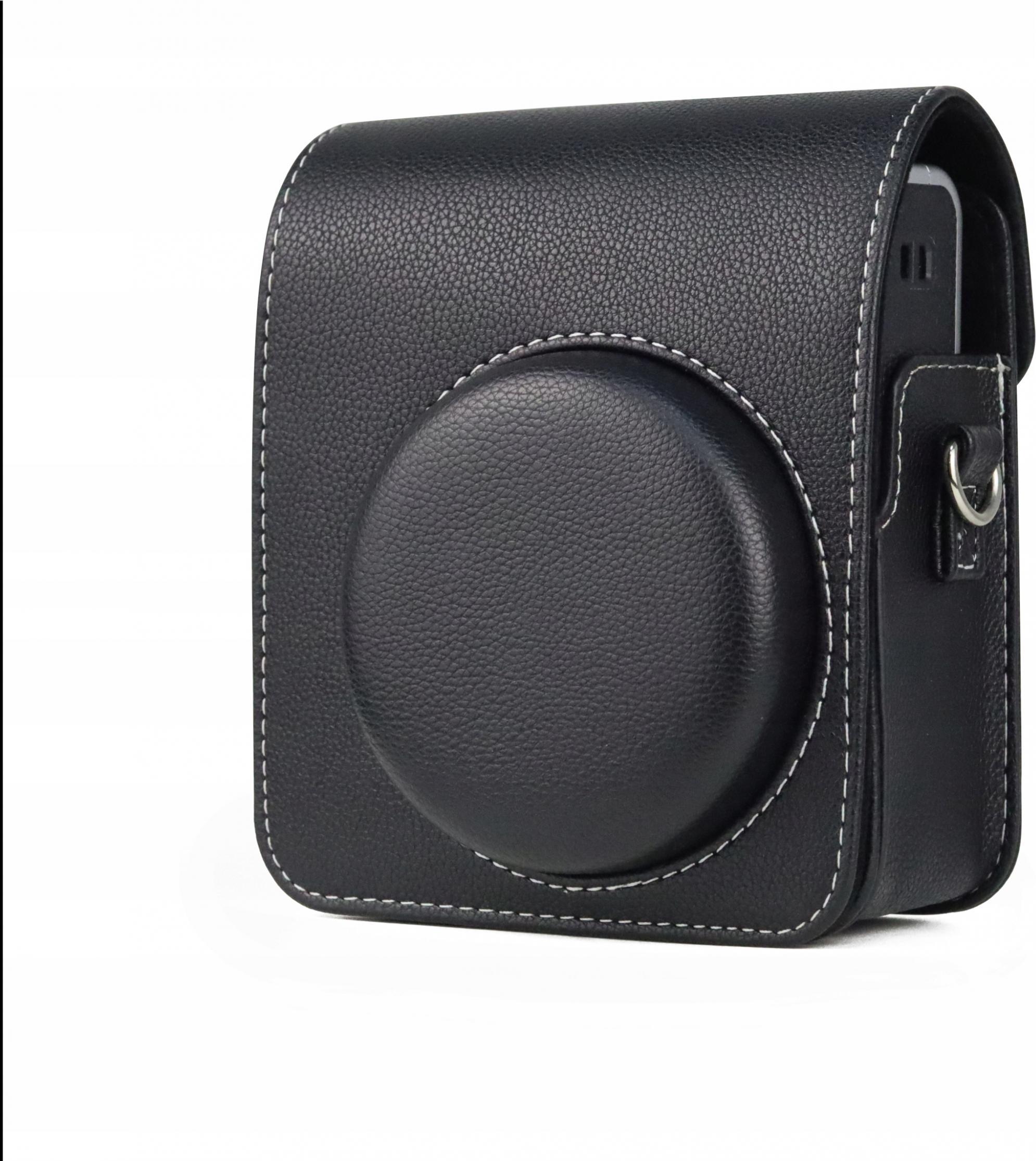 Këllëf aparati LoveInstant për Fujifilm Instax Mini 40, lëkurë eko, me rrip, i zi