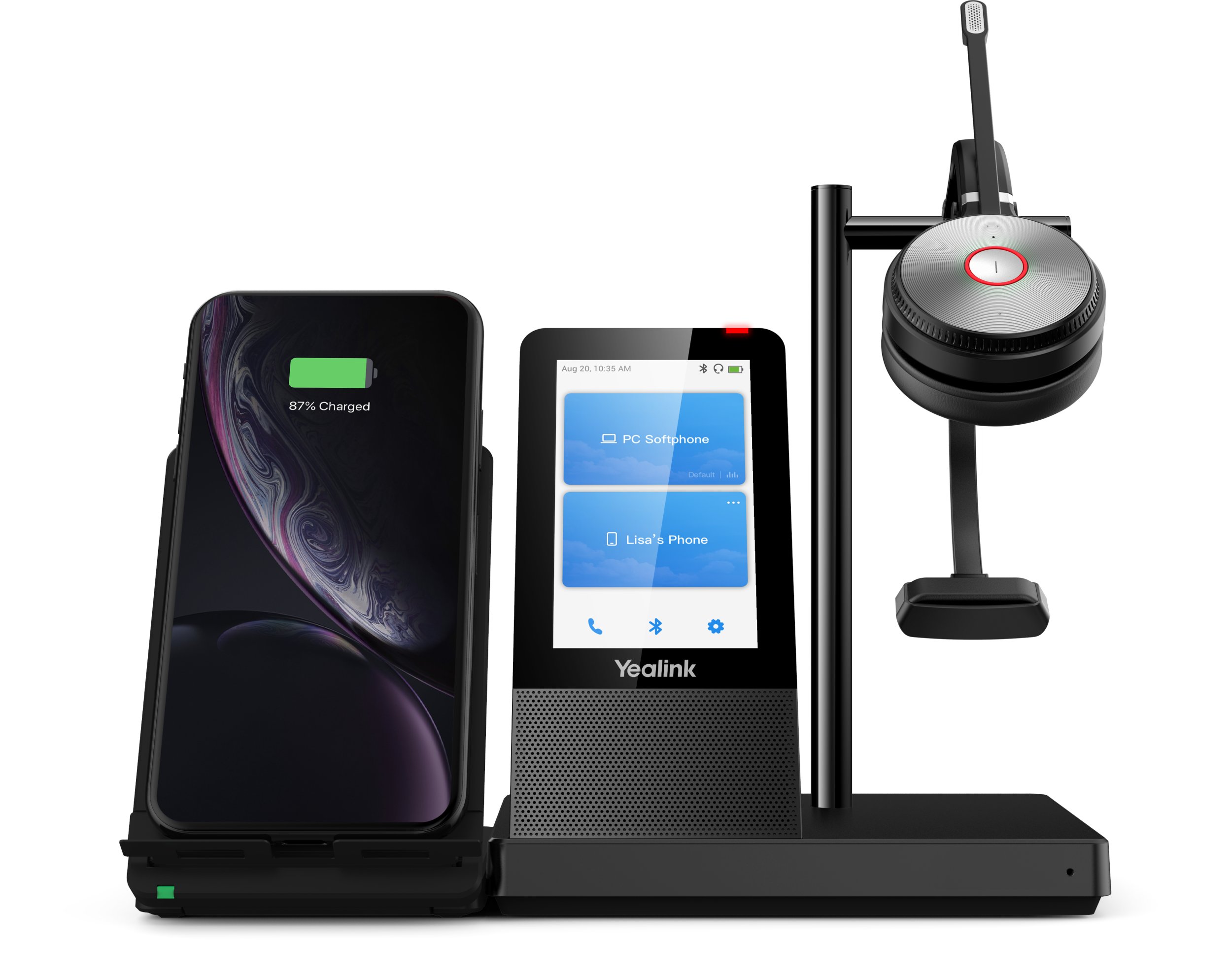 Kufje zyre Yealink WH66 Mono, me mikrofon, pa tela DECT, të zeza