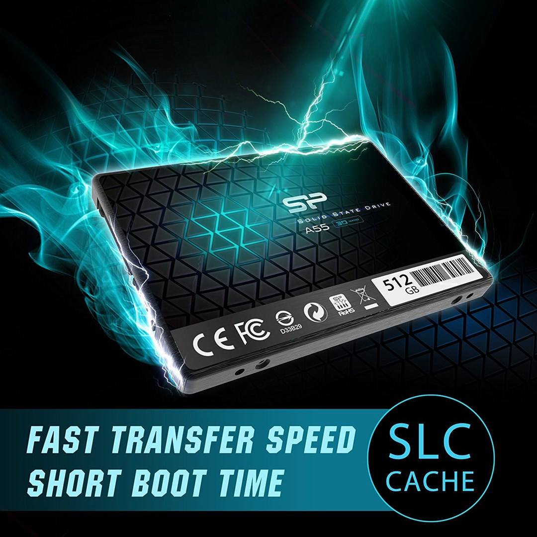 SSD Silicon Power A55, 512GB, SATA III, 2.5", e zezë