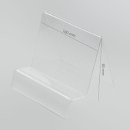 Stendë vertikale plexiglass për tablet navi, me mbajtëse etikete çmimi, transparente