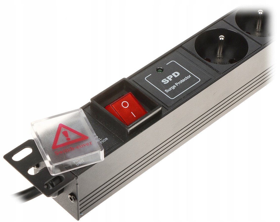 Лента за струја PDU PD-6/R-SPD-1L, 6 приклучници, 3680W, 1.8m, црна