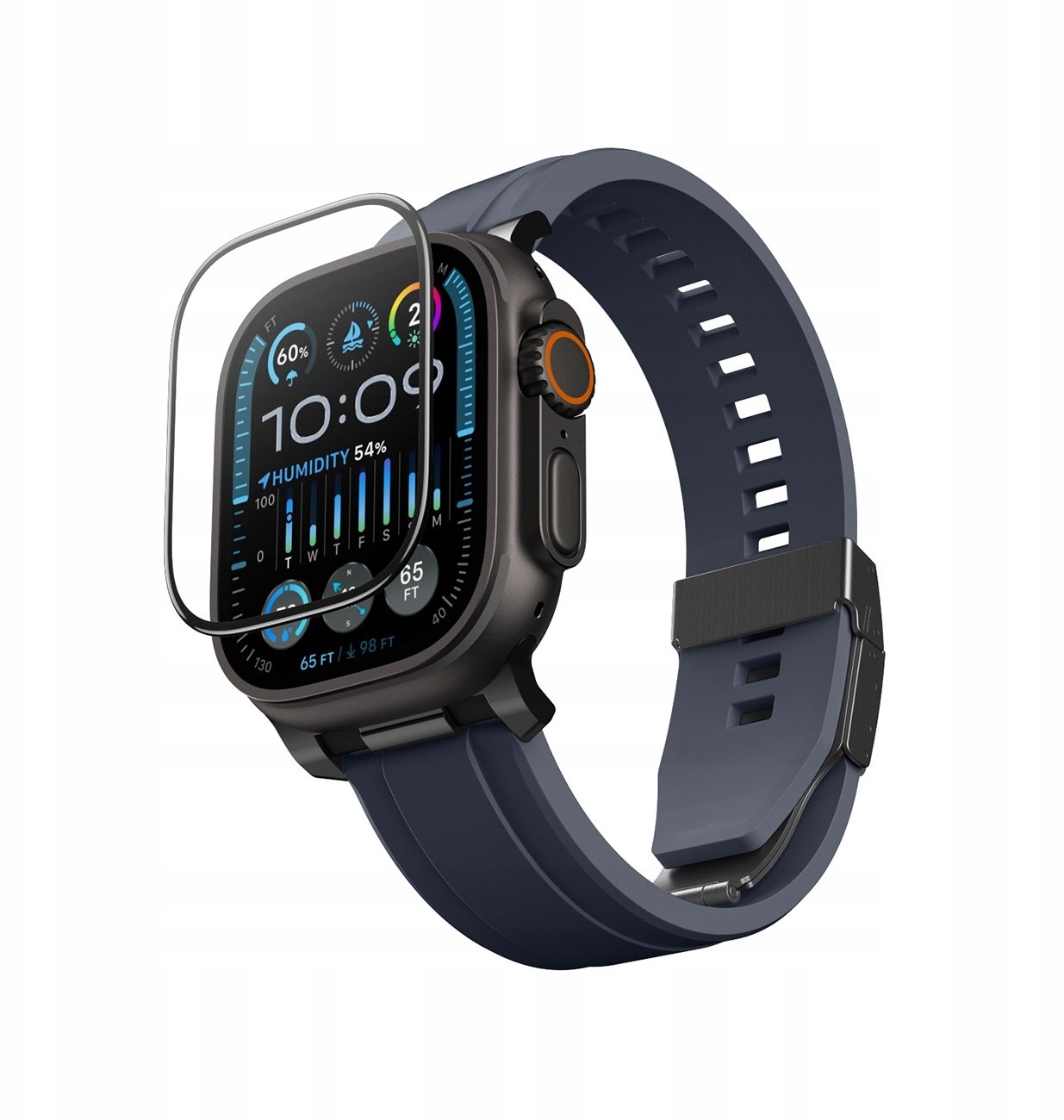 Xham mbrojtës AmazingThing Radix Glass për Apple Watch Ultra 3 49mm, transparencë e lartë, kundër gërvishtjeve