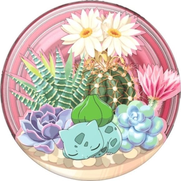 Држач за телефон PopSockets Bulbasaur Terrarium PopGrip, самолеплив, шарен