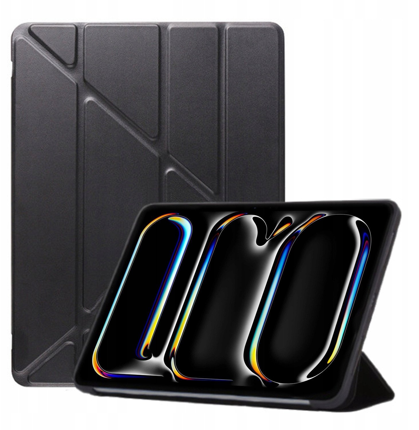 Куќиште за таблет STRADO за iPad Pro 13 Gen 5 2024, трифолд, еко кожа, црно