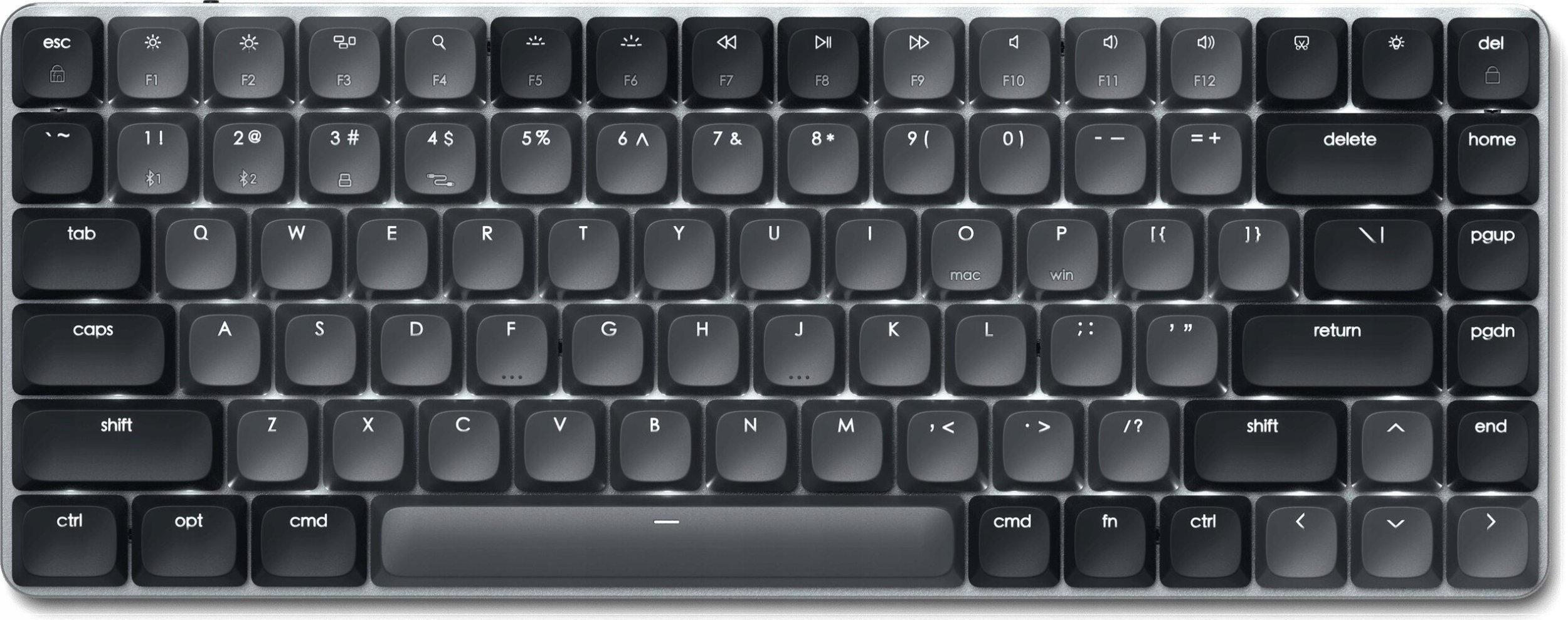 Tastierë mekanike Satechi SM1 Slim Compact, Bluetooth, ndriçim i bardhë, gri e errët