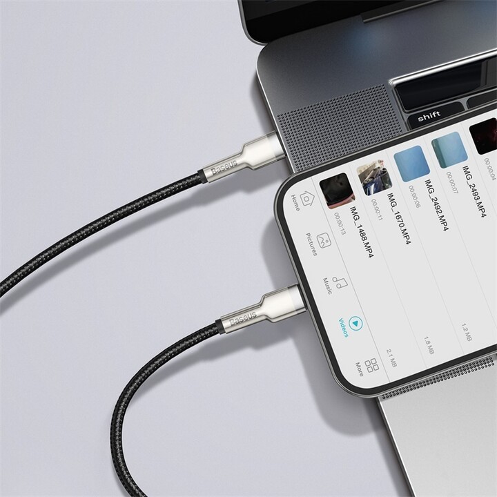 Kabllo BASEUS Cafule Series, USB-C - Lightning, M/M, 20W, 1m, e zezë
