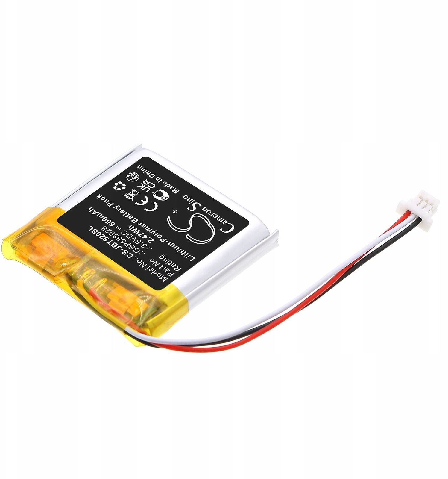 Bateri zëvendësuese Cameron Sino CS-JBT520SL për JBL Tune 520 BT, 650 mAh, LiPo