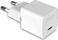 Karikues USB C Lindy 20W GaN, një port, i bardhë