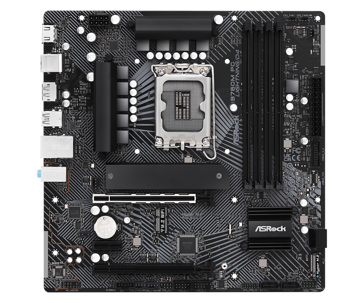 Pllakë amë Asrock B760M PG Lightning/D4 Intel B760 LGA 1700 micro ATX