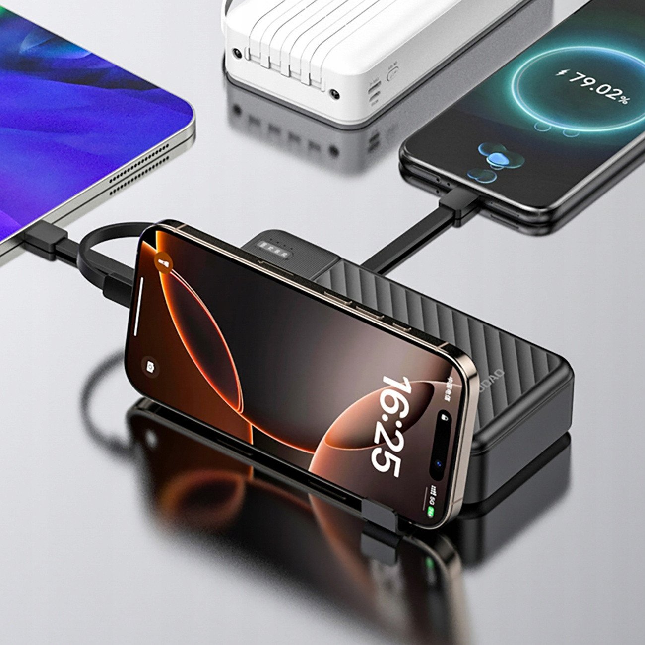 Power bank Dudao K11 Pro, 20000mAh, 10W, kabllo të integruara, i zi