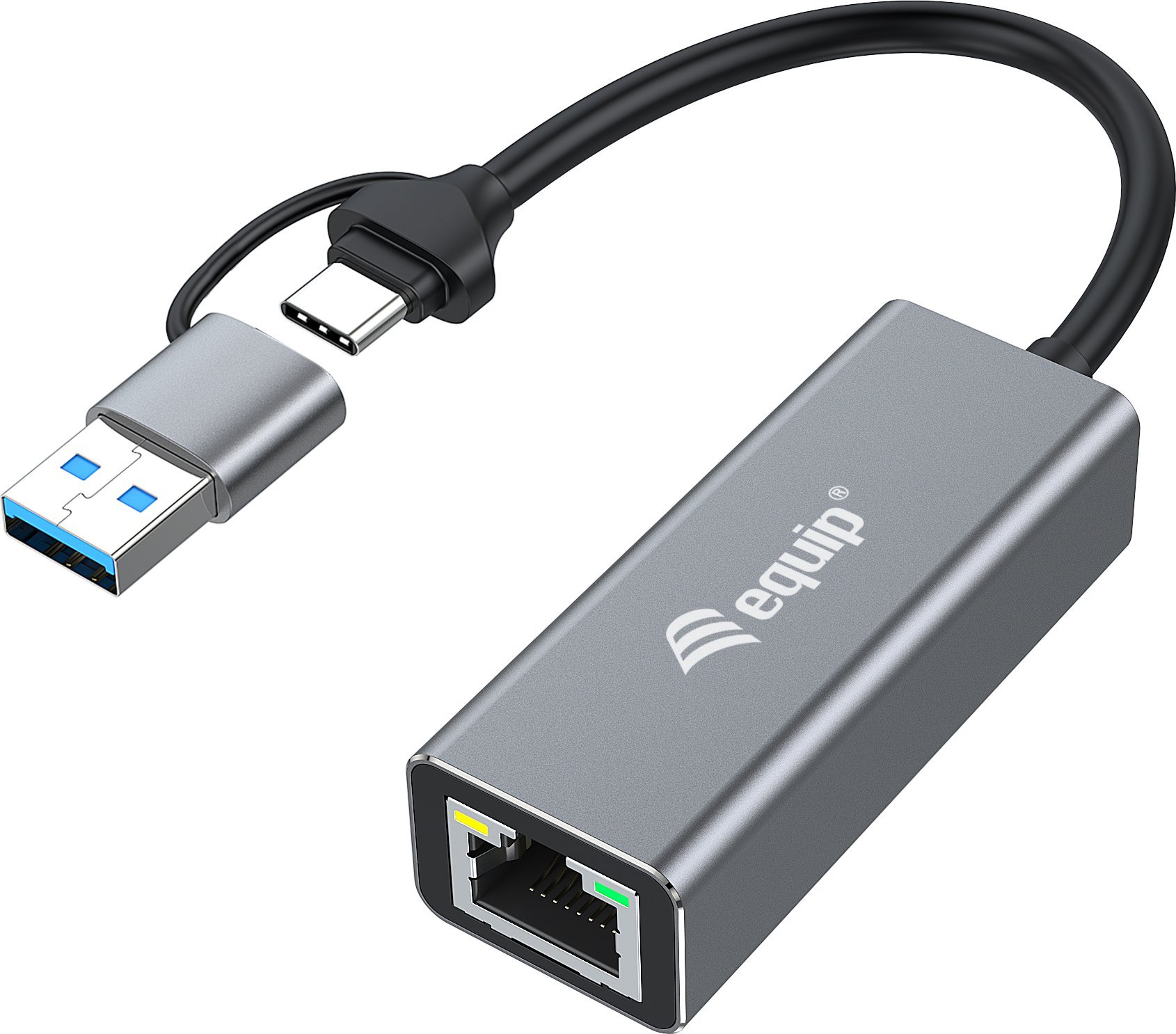 Adaptor rrjeti Equip, USB C dhe USB A, Ethernet 2.5 Gbps