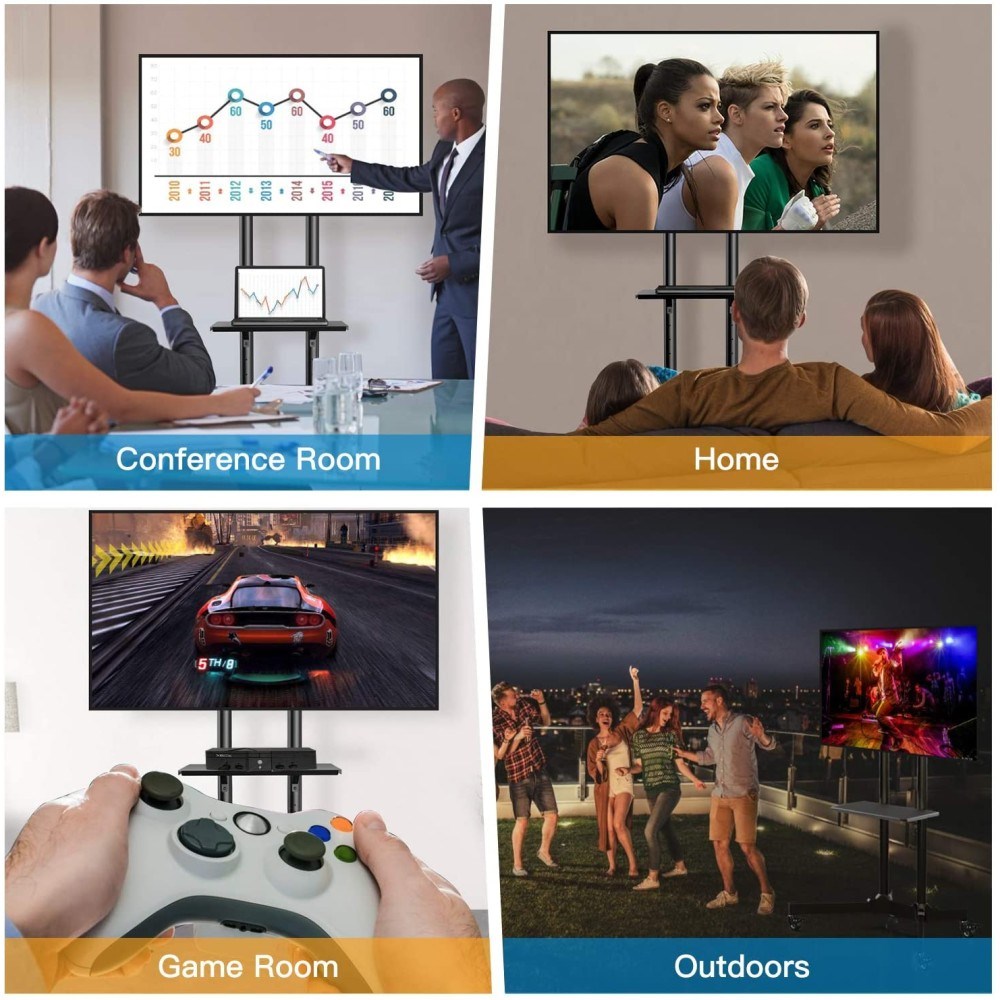 Karrocë dyshemeje për TV LCD/LED/Plasma, 37-70", 50 kg, e zezë