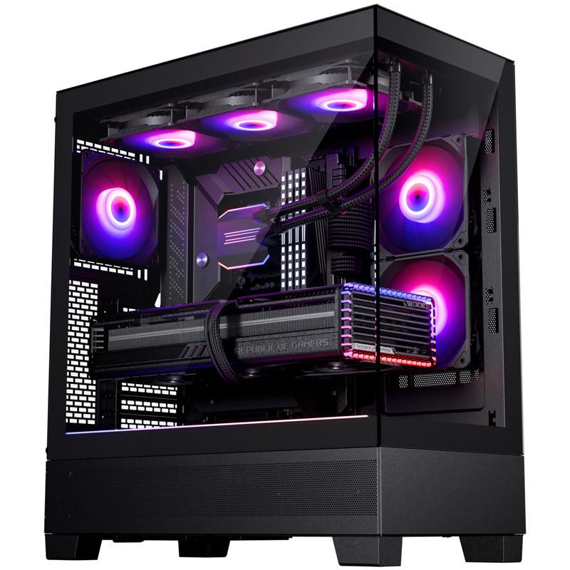 Kutia kompjuterike Phanteks XT View, mid tower, xham i temperuar, 3x ventilatorë RGB, USB C 3.2 Gen2, e zezë