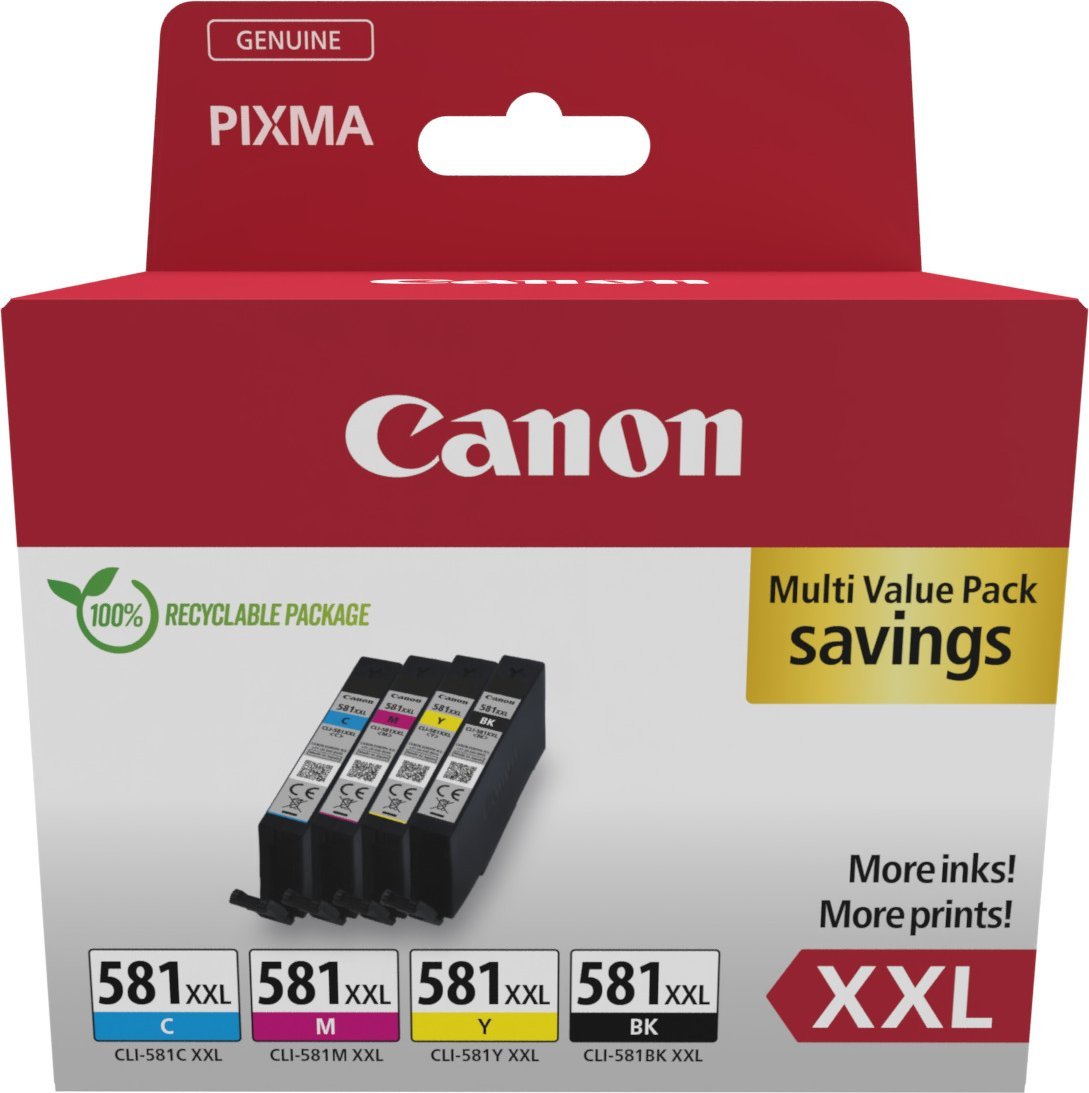 Karikues boje Canon 1998C006 CLI-581XXL, set 4 copë, origjinal, shumëngjyrësh