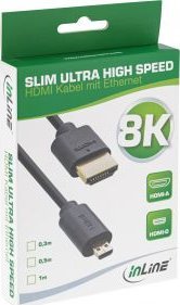 Kabllo HDMI InLine 17901D, 1 m, 48 Gbit/s, e zezë