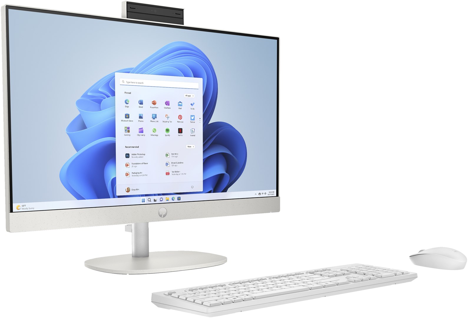 Kompjuter All in One HP 24-cr0312nw, Ryzen 5, 16GB RAM, 512GB SSD, i bardhë