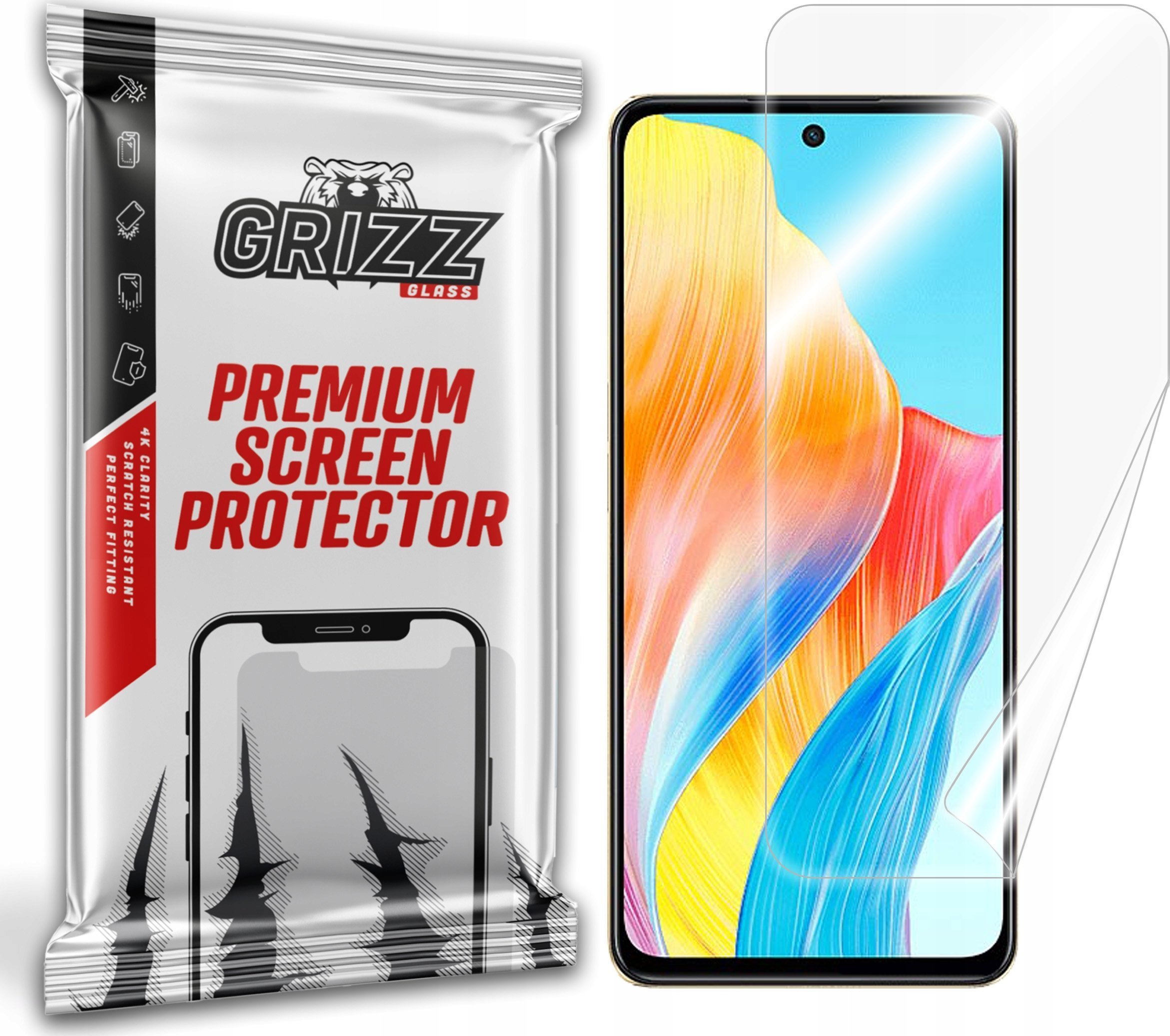 Mbështjellës ekrani GrizzGlass Ceramic Film për Oppo F23 5G, keramik, transparent