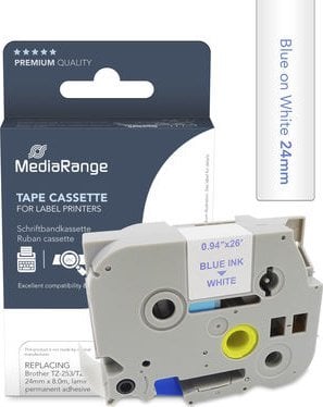 Kasetë etiketuese MediaRange Brother TZ-253 TZe-253, 24mm, 8m, blu
