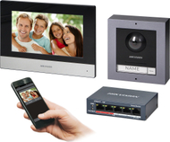 Set videointerfon HIKVISION DS-KIS602B, ekran 7" me prekje, WiFi dhe PoE, i zi