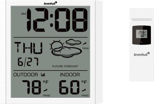 Stacion moti Levenhuk Wezzer PLUS LP30, termometër dhe higrometër, sensor pa tela, i bardhë
