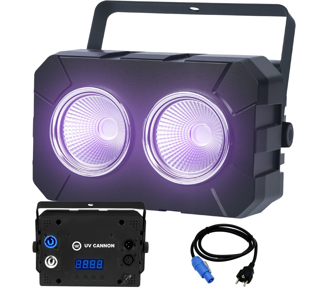 Reflektor skenik Light4Me UV Cannon, 2x50W LED COB UV, efekt strobe, i zi