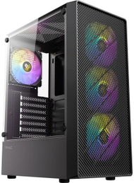 Kuti kompjuteri Antec AX26 RGB Elite, MIDI Tower, xham i kalitur, e zezë