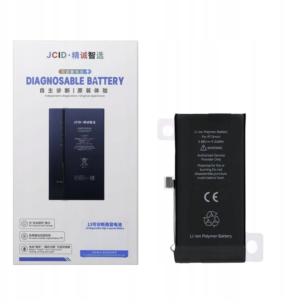 Bateri PhoneParts JCID për iPhone 13 Mini, kapacitet standard, e zezë