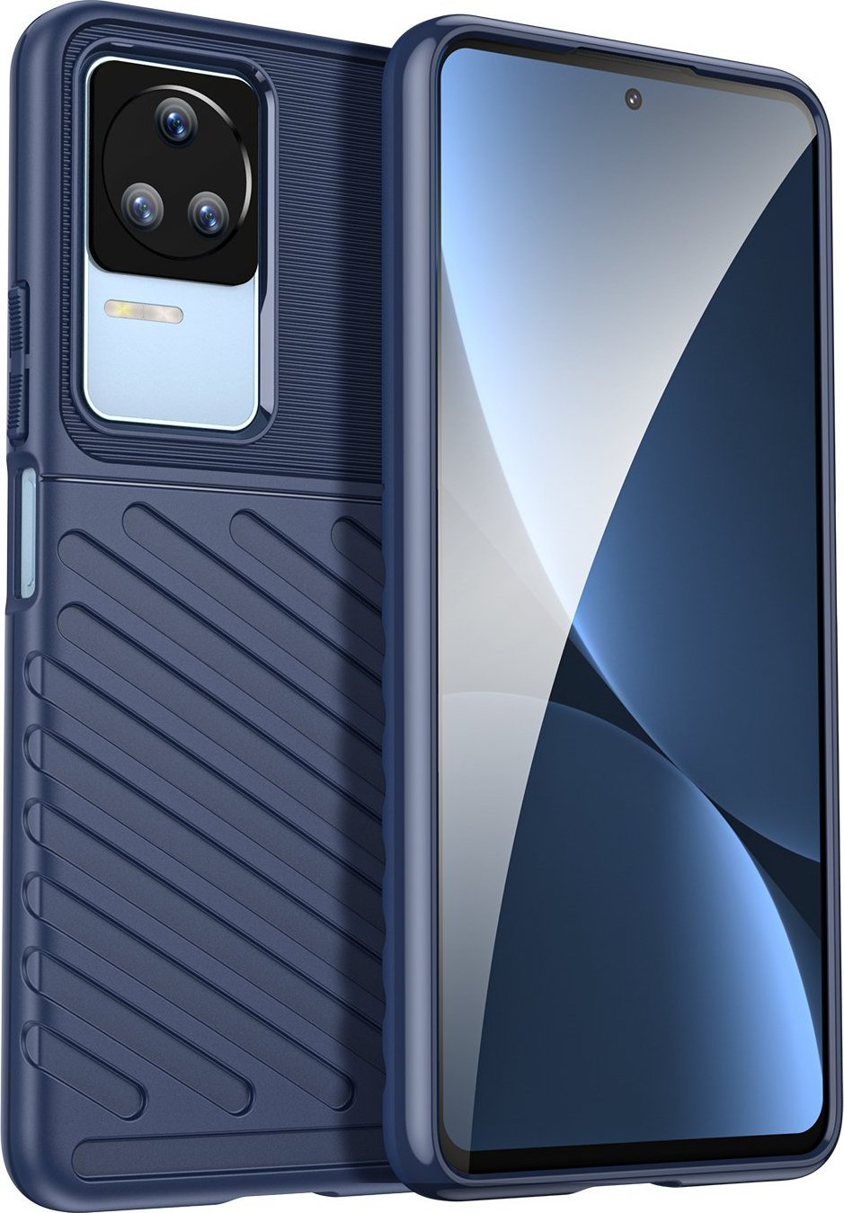 Mbrojtëse telefoni Hurtel Thunder Case për Xiaomi Poco F4 5G, silikoni i blinduar, blu