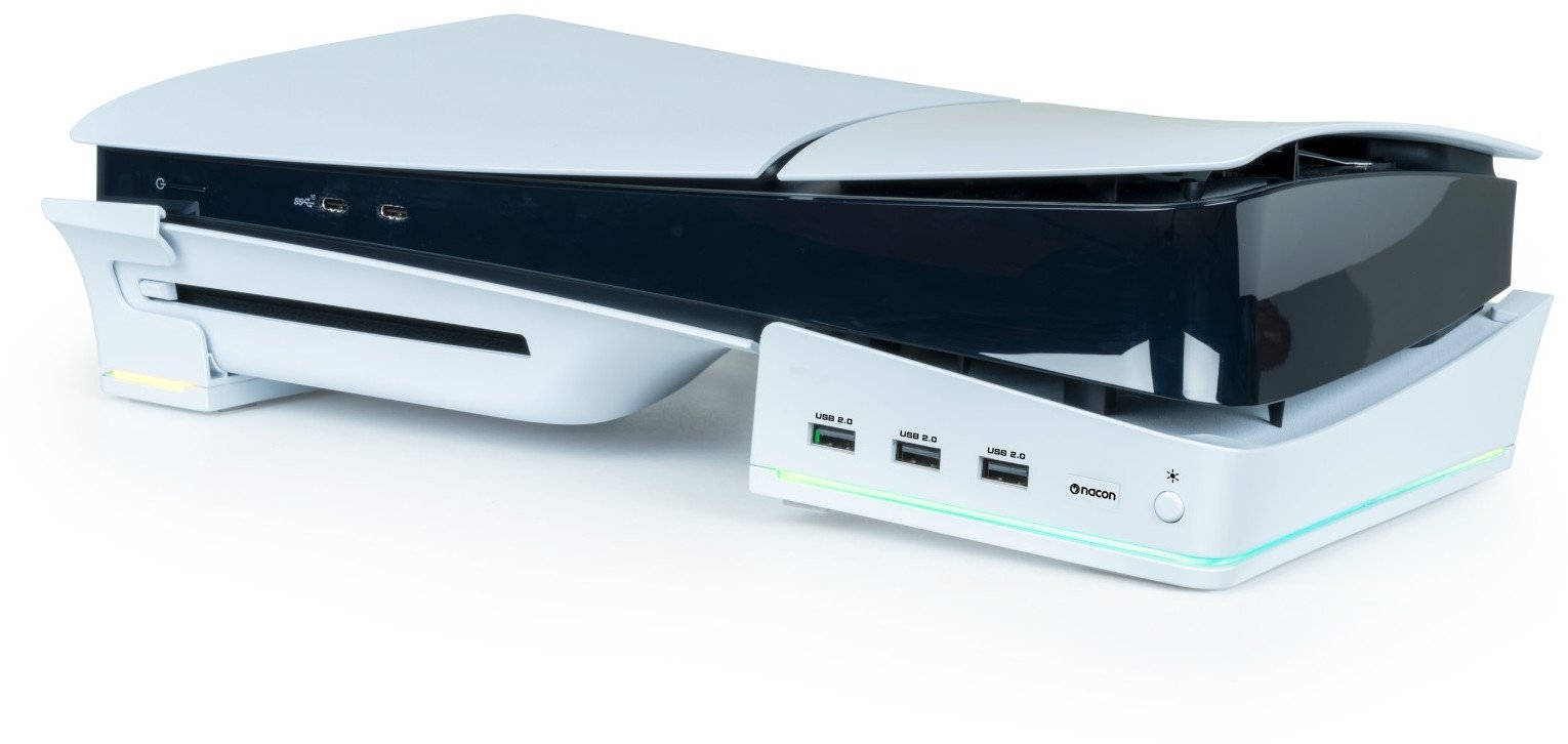 Bazë karikimi Nacon për PlayStation 5 Slim, me USB, ndriçim RGB, e zezë